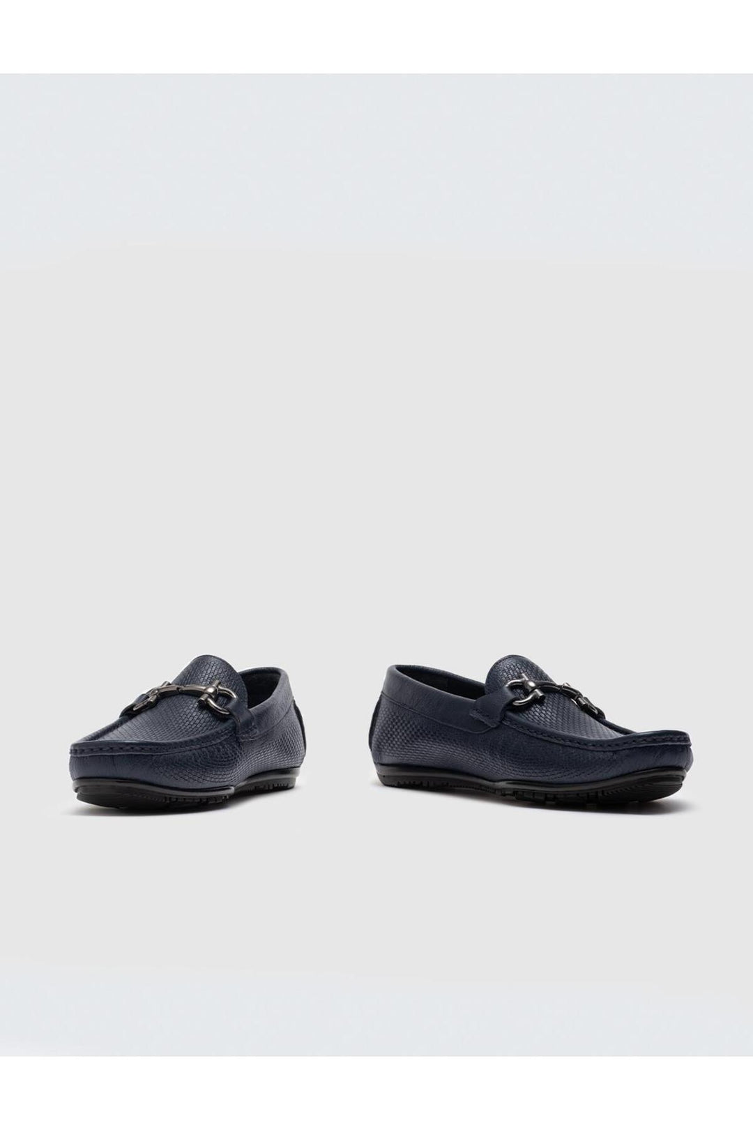 Cabani Shoes Mocassin pour homme en cuir véritable avec détail de boucle bleu marine - Bleu marine
