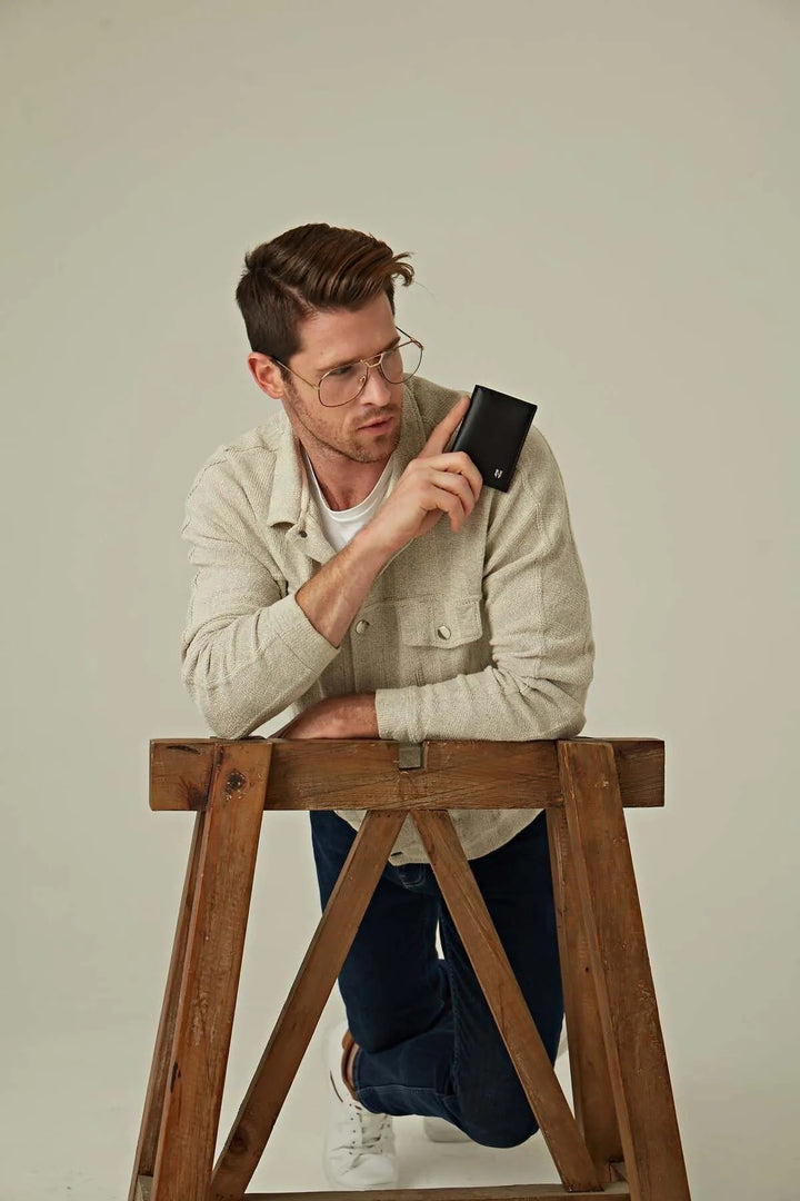 helmbrook Porte-cartes en cuir véritable pour homme Multi-Bay RFID Protégé Townsend Noir