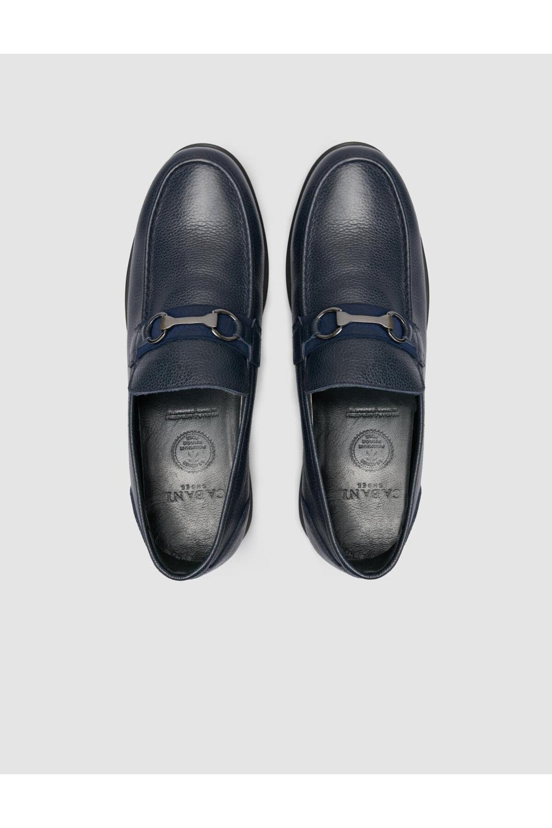 Cabani Shoes Mocassins pour hommes en cuir véritable bleu marine avec boucle. - Bleu marine