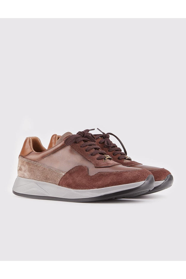 Cabani Shoes Chaussures de sport pour hommes en cuir véritable marron à lacets - Marron