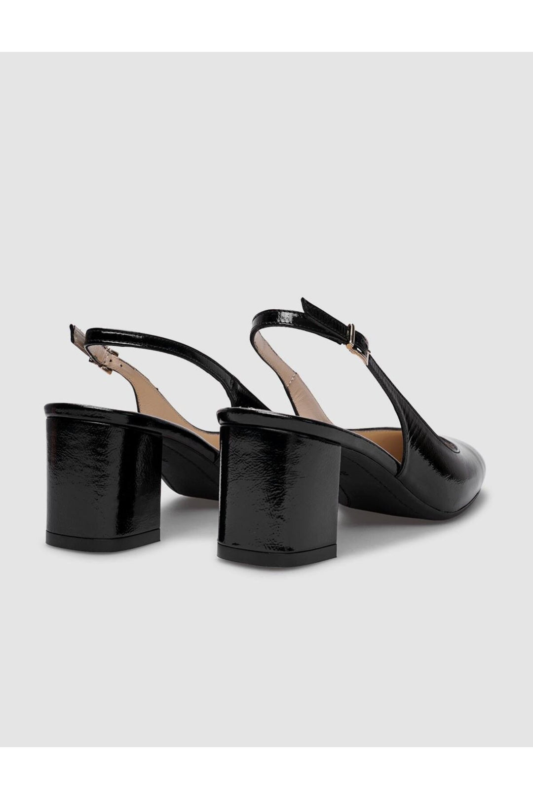 Cabani Shoes Chaussures à talons ouvertes pour femmes en cuir véritable noir verni - Noir