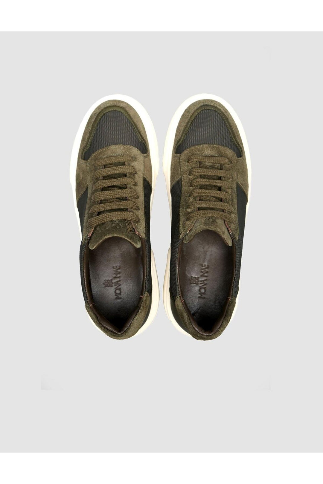 Cabani Shoes Baskets femme en daim avec design en filet kaki - Multicolore