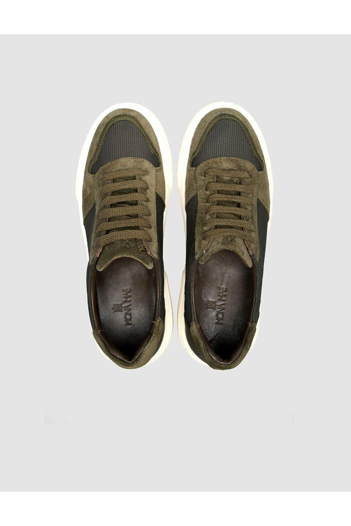 Cabani Shoes Baskets femme en daim avec design en filet kaki - Multicolore