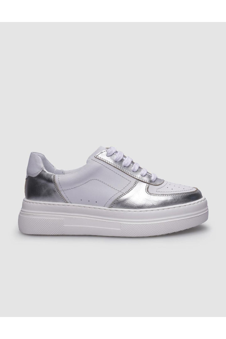 Cabani Shoes %100 Cuir véritable Baskets blanches à lacets pour femmes - Blanc