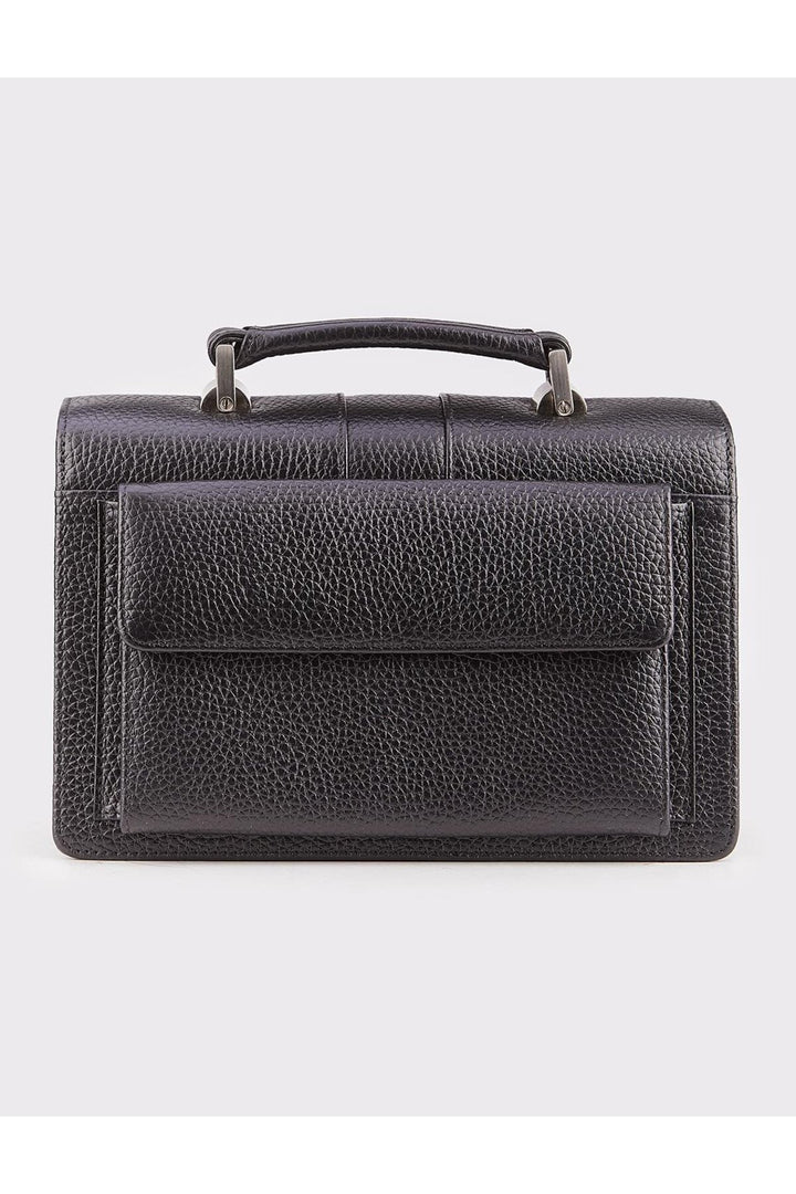 Cabani Shoes Sac en cuir véritable noir pour homme avec fermeture à pression. - Noir