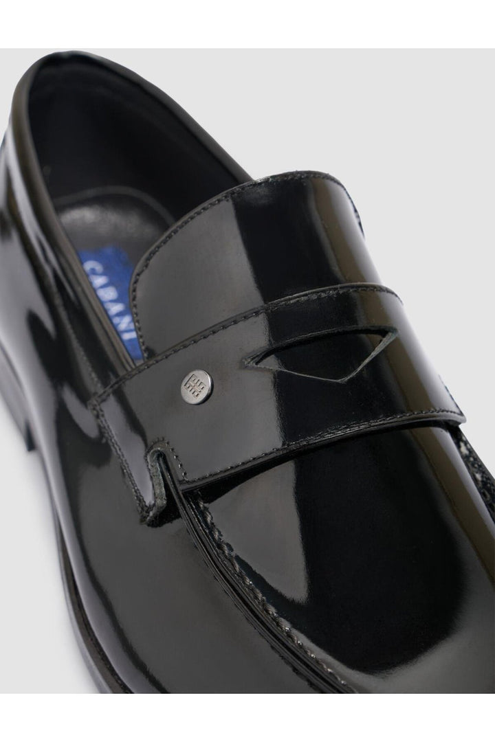 Cabani Shoes %100 Cuir Véritable Noir Verni Chaussures Classiques Pour Hommes - Multicolore