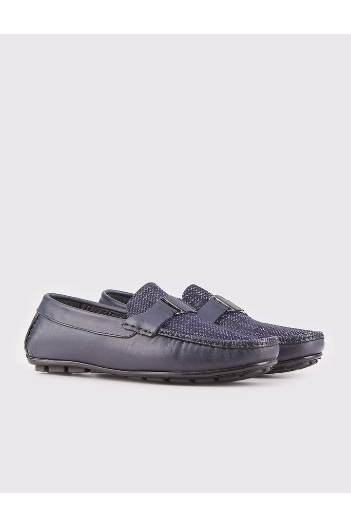 Cabani Shoes Chaussures pour hommes en cuir véritable bleu marine à semelle en caoutchouc - Bleu marine