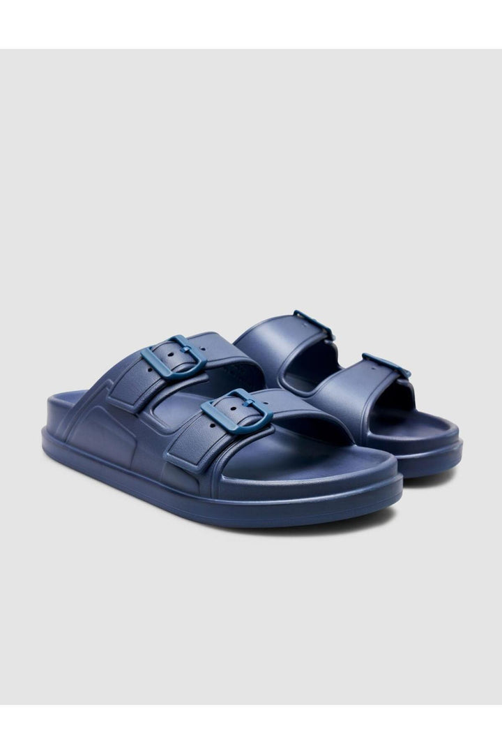 Cabani Shoes Capri Premium Sandales pour hommes à double boucle en Bleu marine Eva - Multicolore