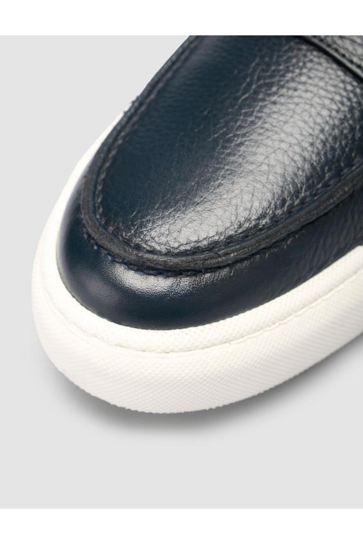 Cabani Shoes %100 Cuir véritable Mocassins pour hommes à bande Bleu marine - Bleu marine