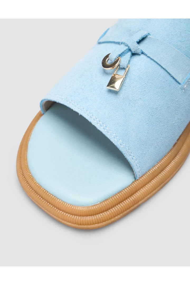 Cabani Shoes %100 Cuir Véritable Sandales Femme Bleu marine - Bleu marine