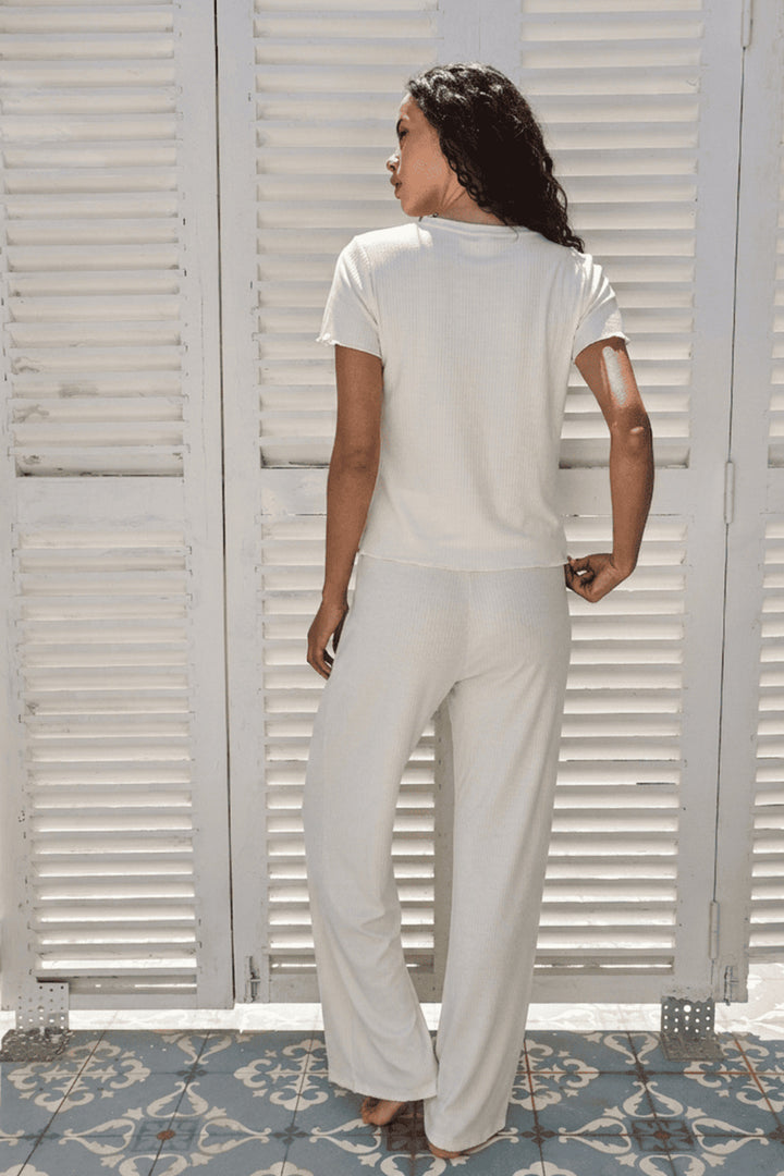 Lovely Things DEBRA Pantalon de pyjama en jersey mélangé - Écru