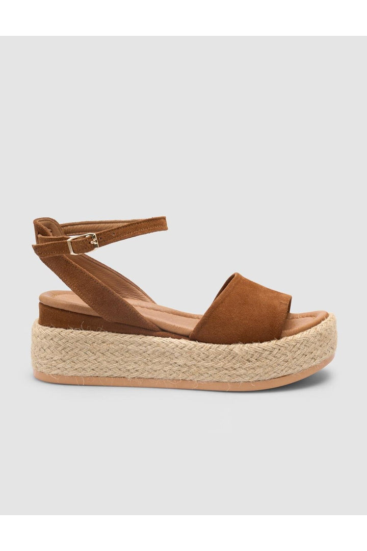 Cabani Shoes Sandales en suède pour femmes en cuir véritable 100% couleur tabac - Tabac