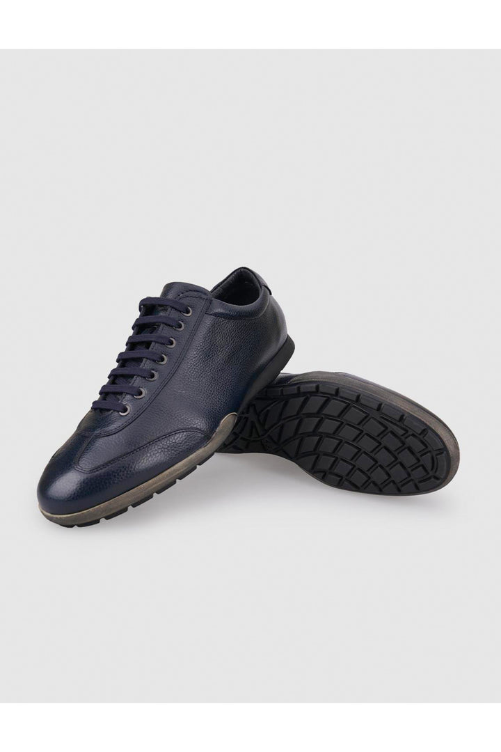 Cabani Shoes Chaussures de ville pour hommes en cuir véritable 100% bleu marine à lacets - Bleu marine