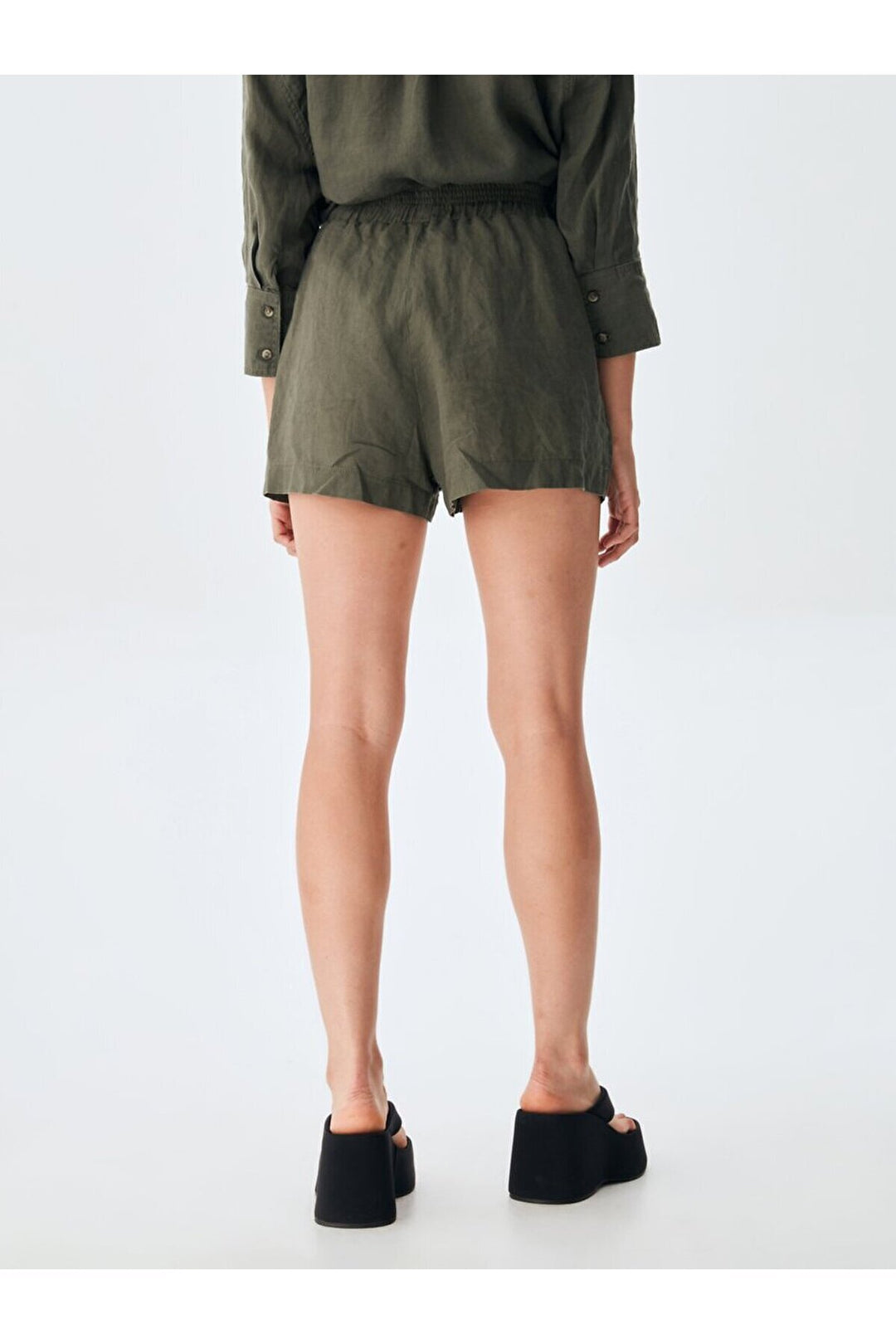 LTB Short vert aspect lin avec poches