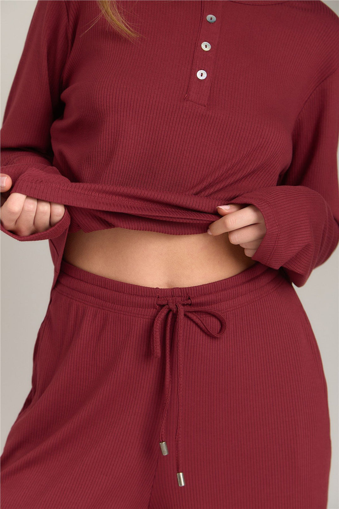 Lovely Things Pantalon caraco CAROL - Bas de pyjama - Bordeaux