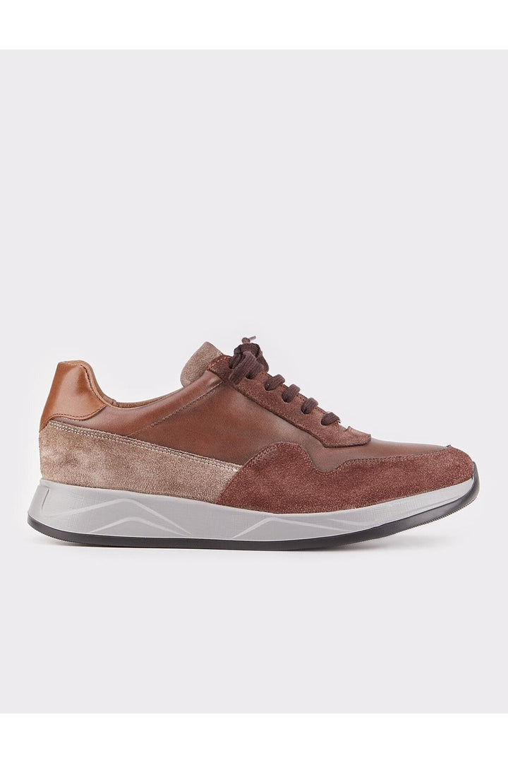 Cabani Shoes Chaussures de sport pour hommes en cuir véritable marron à lacets - Marron