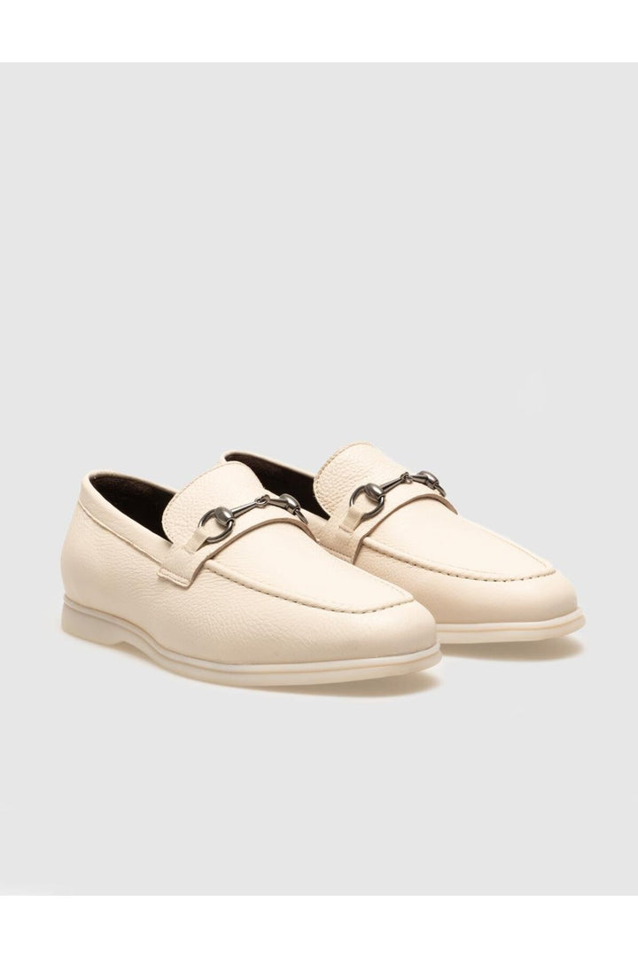 Cabani Shoes Mocassin pour homme en cuir véritable avec boucle beige - Beige