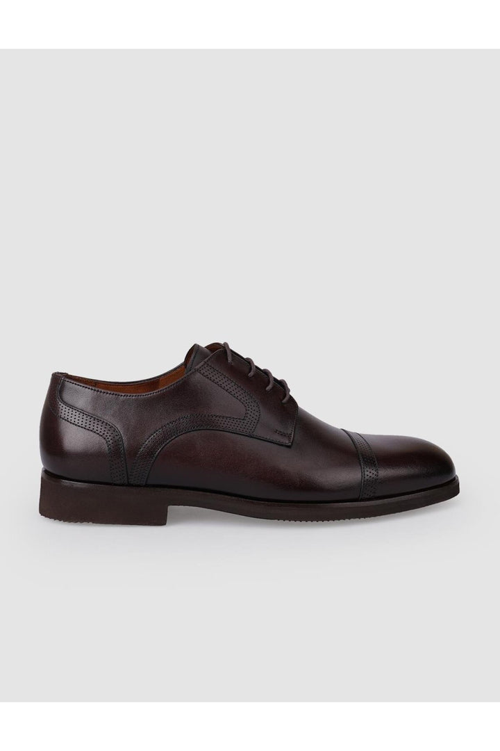 Cabani Shoes Chaussures classiques pour hommes en cuir véritable marron à lacets 100% - Marron