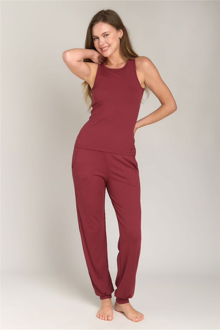 Lovely Things Pantalon de pyjama caraco CAROL - Bordeaux
