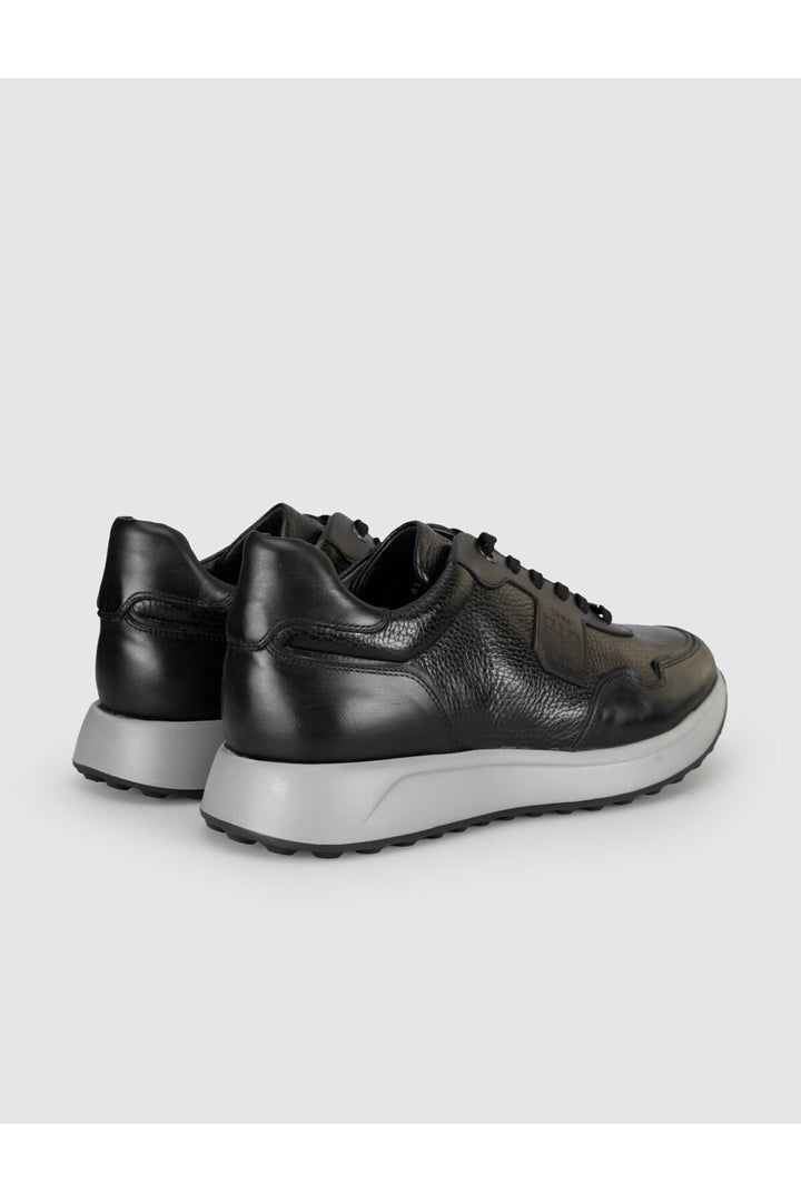 Cabani Shoes Sneakers pour homme en cuir véritable noir - Multicolore