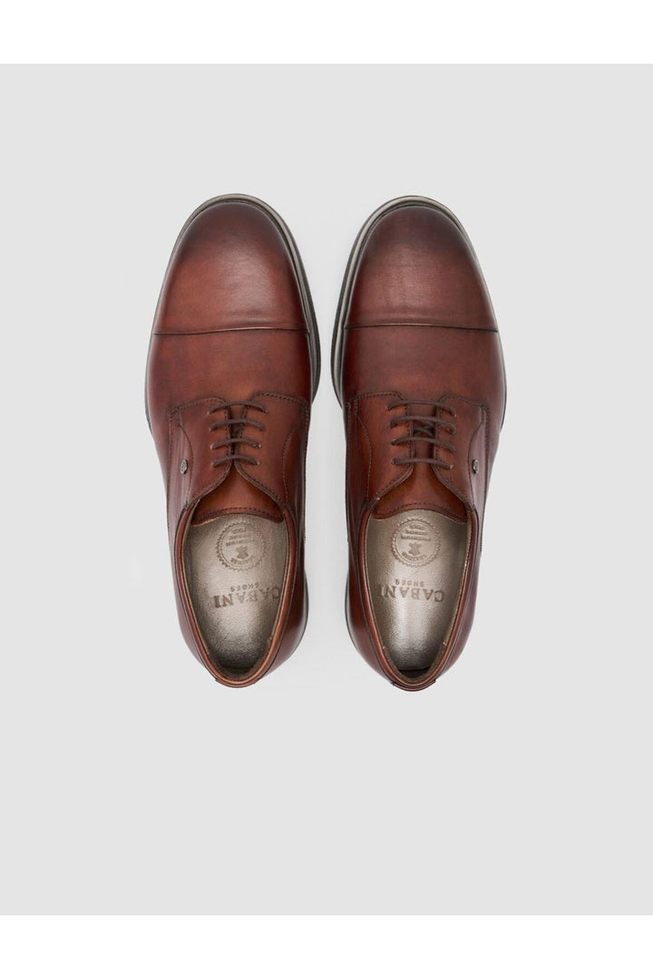 Cabani Shoes Chaussures classiques pour hommes en cuir véritable 100% marron à bout ovale - Marron