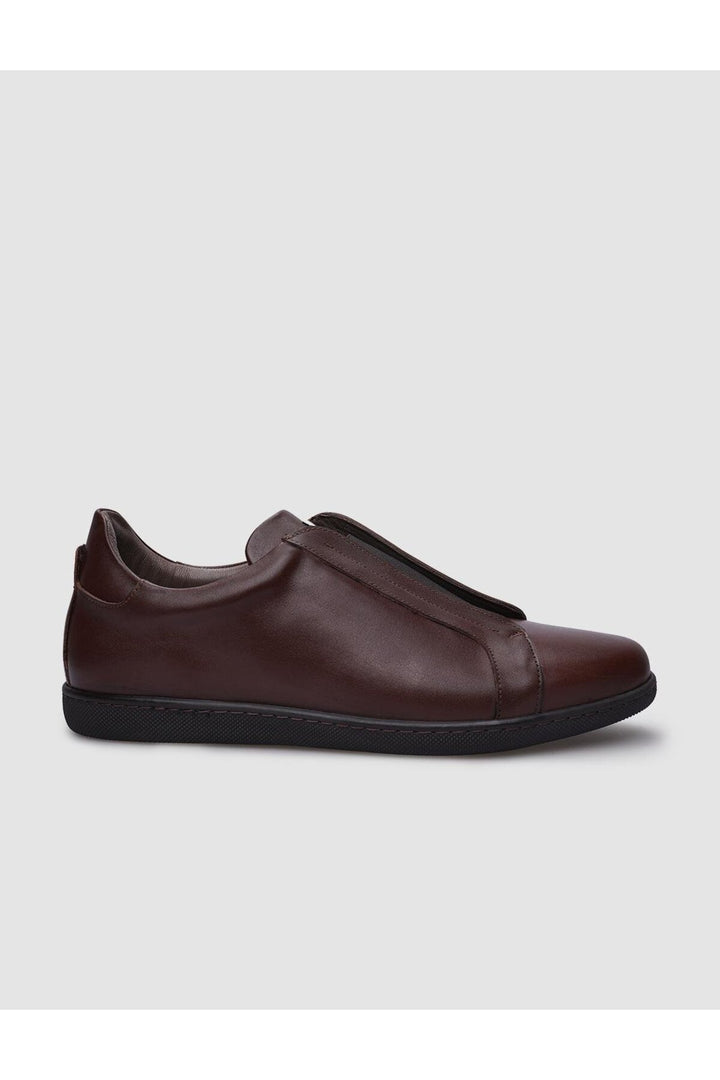 Cabani Shoes %100 Cuir Véritable Baskets Homme Marron à Élastique - Marron