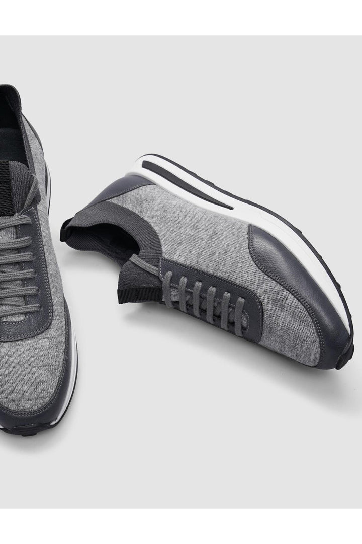 Cabani Shoes Chaussures de sport pour hommes en tricot gris avec lacets - Gris