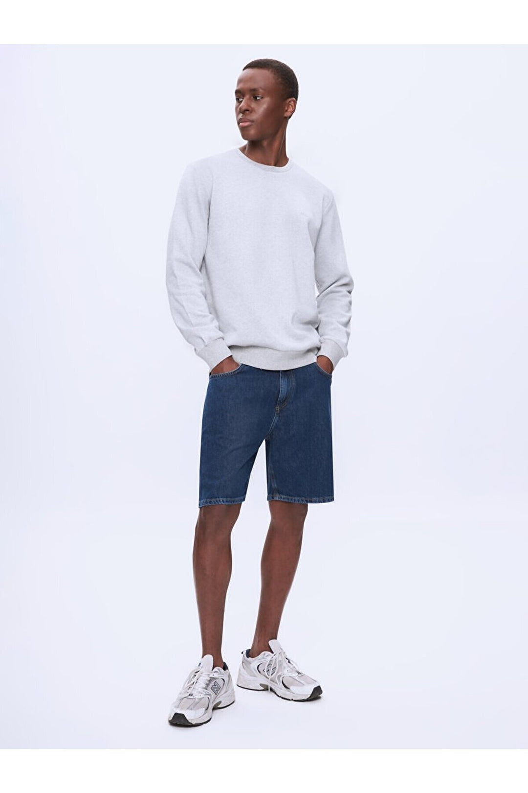 LTB Sweat-shirt gris à manches longues avec encolure en O