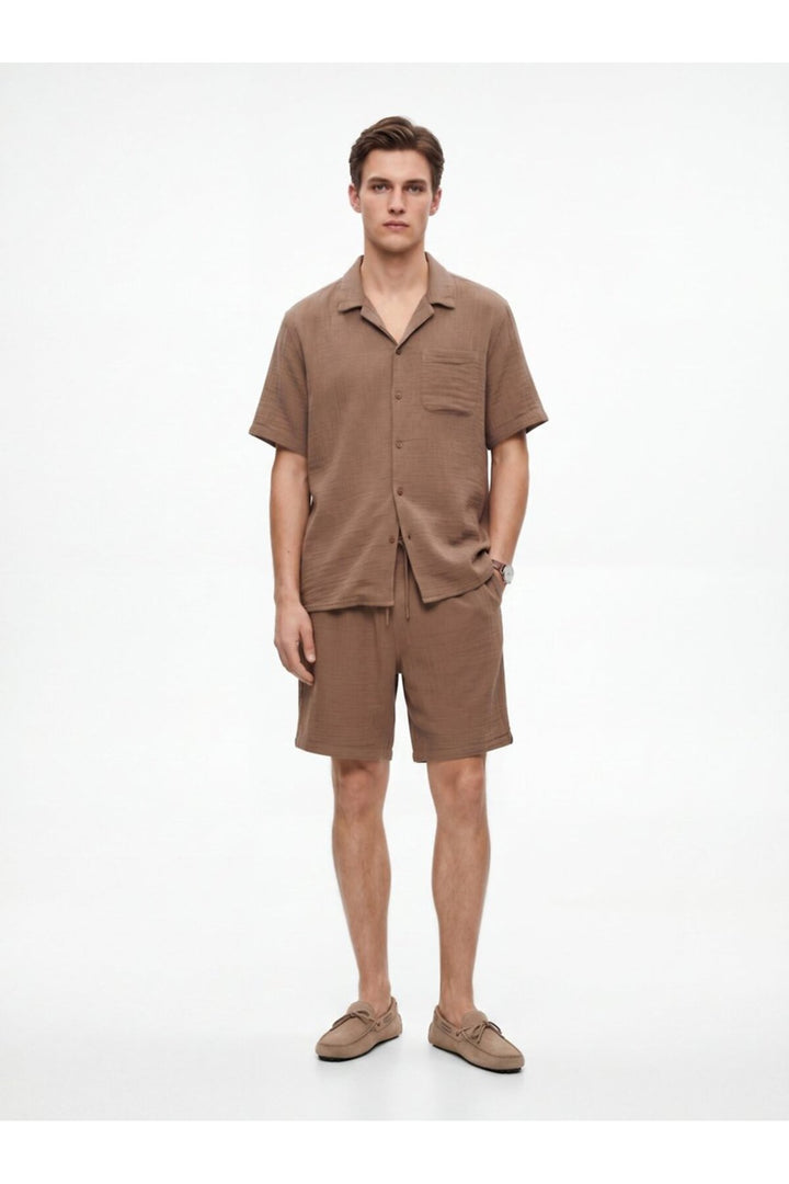 LTB Chemise Anthracite Basic à Manches Courtes et Boutons - Anthracite