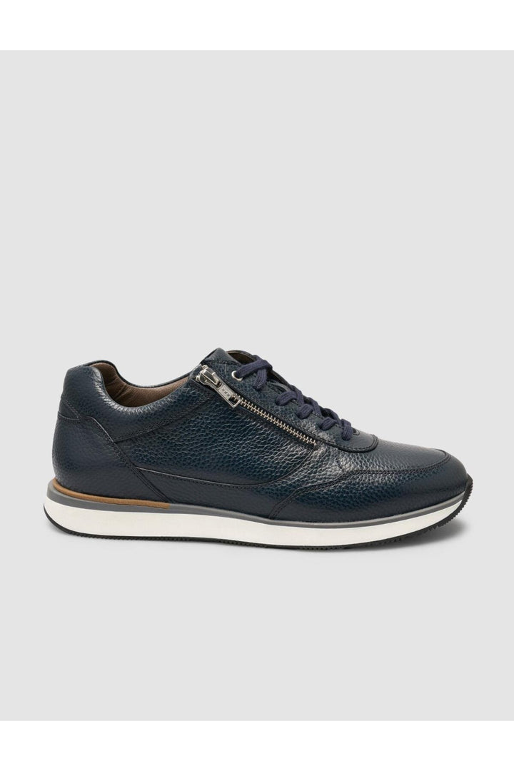 Cabani Shoes Teranor %100 Cuir Véritable Bleu marine Baskets Homme à Lacets et Fermeture Éclair - Bleu marine