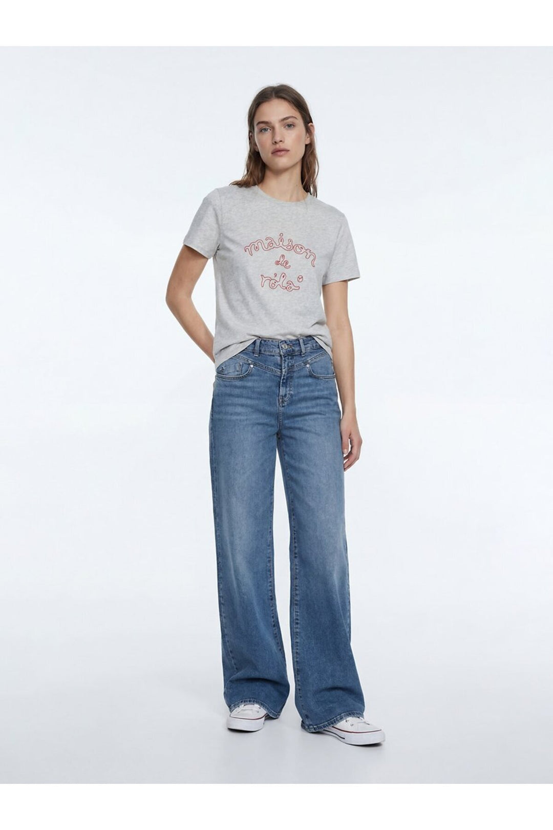 LTB T-shirt Gris Relaxed Avec Broderie - Vert