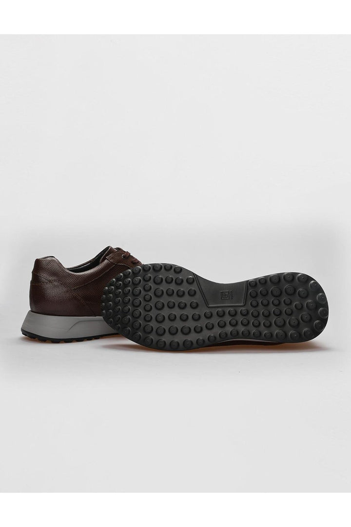 Cabani Shoes Chaussures de sport pour hommes en cuir véritable marron à lacets - Marron