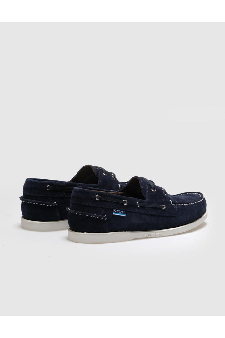 Cabani Shoes Chaussures de ville pour hommes en cuir véritable en suède bleu marine - Bleu marine