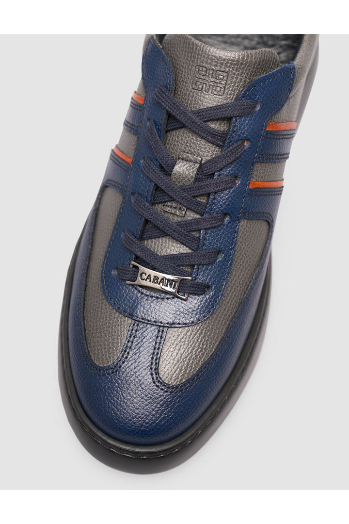 Cabani Shoes Bleu marine-Gris Véritable cuir Sneaker Ayakkabi - Multicolore