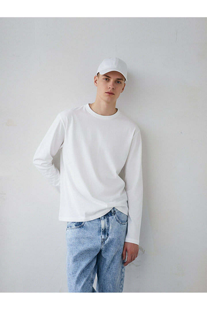 LTB Sweat ras du cou Bass White à manches longues