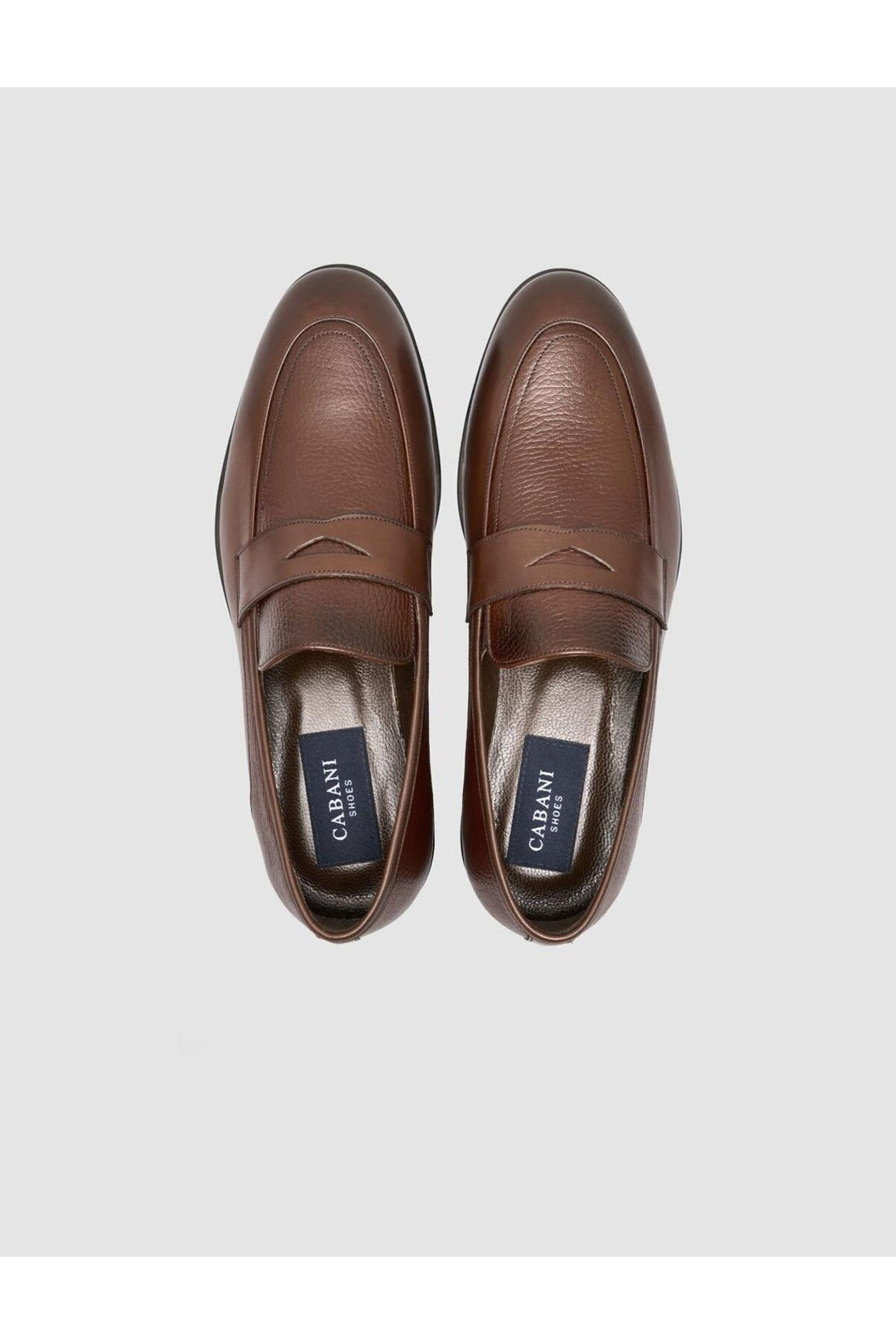 Cabani Shoes Chaussures Loafer pour hommes en cuir véritable 100% marron avec bandes. - Marron