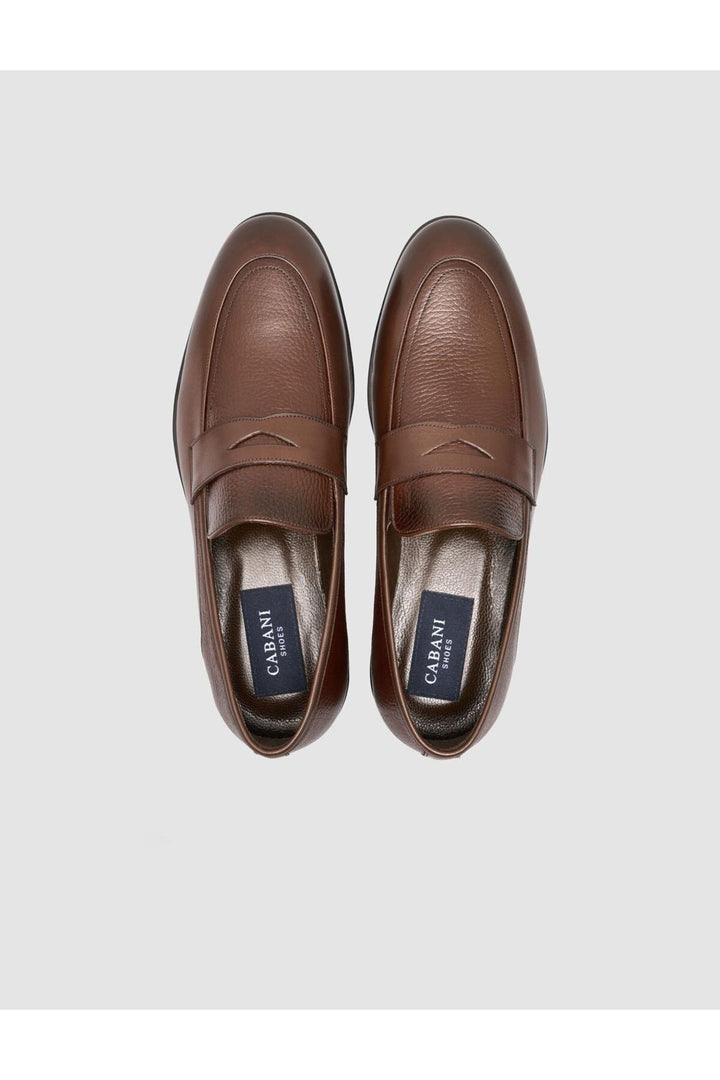 Cabani Shoes Chaussures Loafer pour hommes en cuir véritable 100% marron avec bandes. - Marron