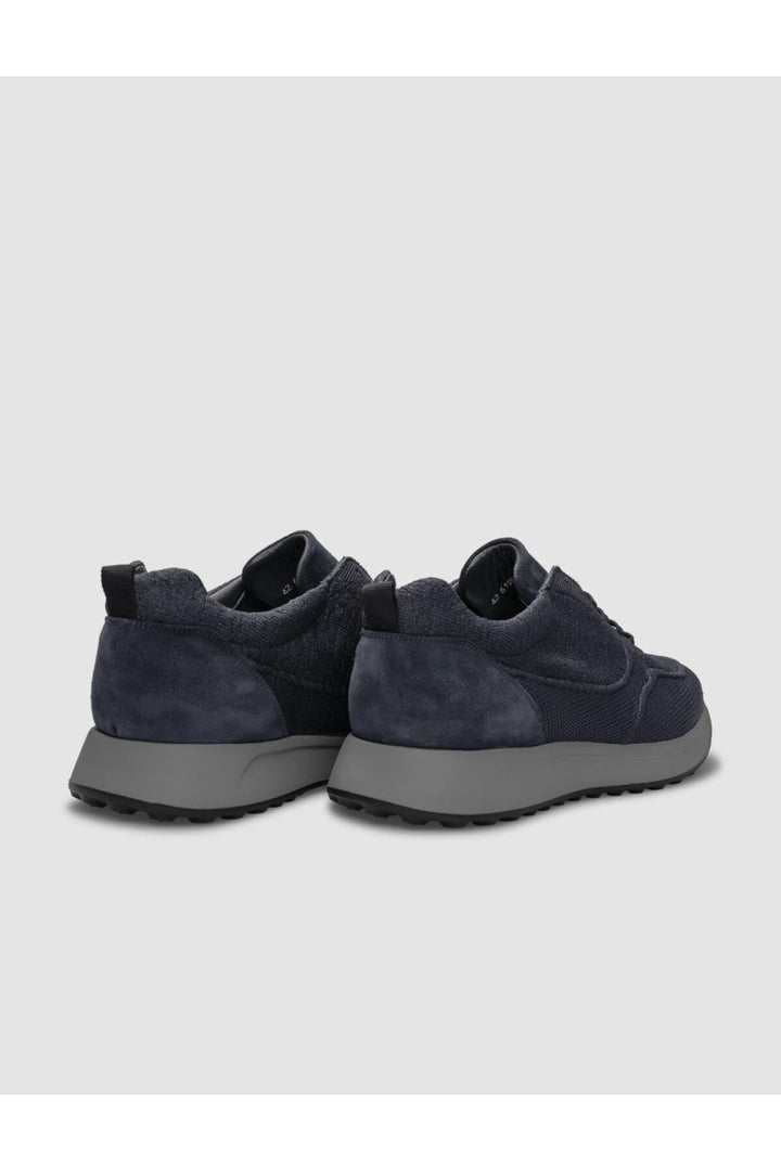 Cabani Shoes Chaussures de sport pour hommes en tricot bleu marine avec lacets. - Bleu marine
