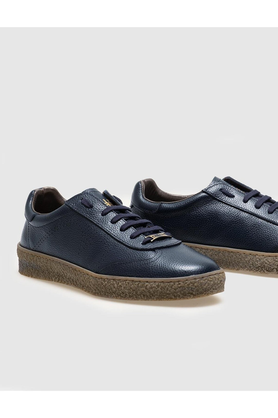 Cabani Shoes Chaussures de sport pour hommes en cuir véritable avec lacets et semelle en caoutchouc Bleu marine - Bleu marine