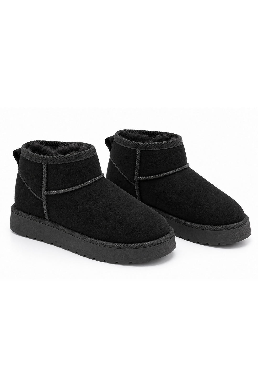 Wavelys Bottines pour femmes à semelle fine, adaptées à un usage quotidien, doublées en fourrure, couleur marron - Noir