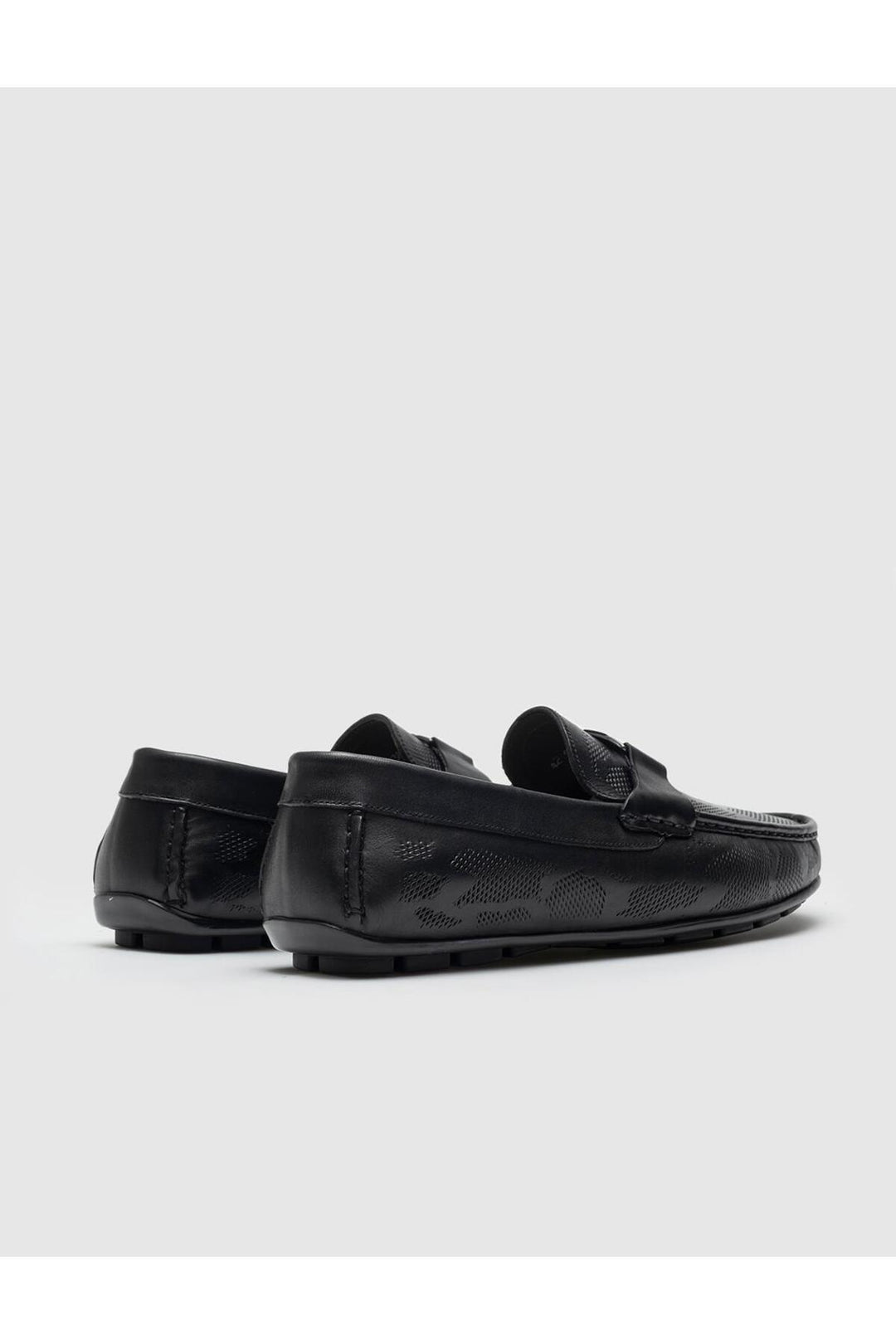 Cabani Shoes Mocassins pour hommes en cuir véritable noir avec motif camouflage - Noir
