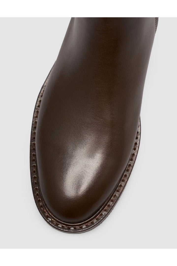 Cabani Shoes Bottines femme en cuir véritable marron avec détails cloutés et fermeture éclair. - Multicolore