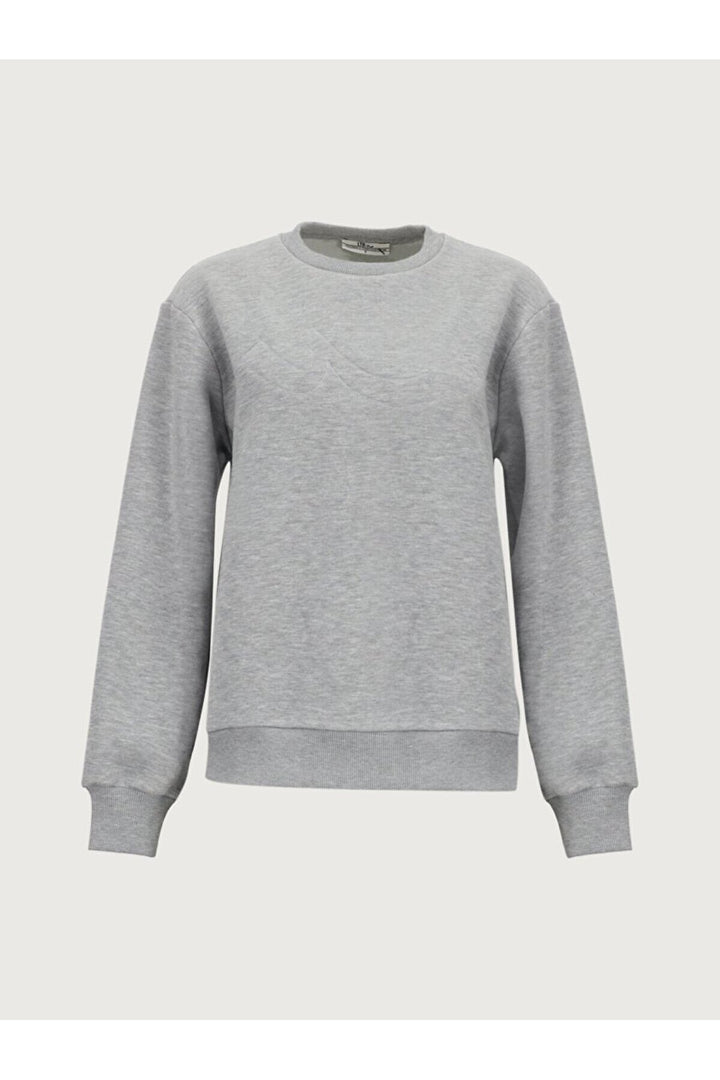 LTB Sweat gris à manches longues et col zéro imprimé