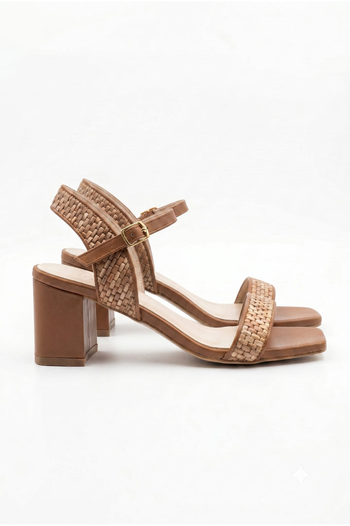 Wavelys DORA Sandale Femme avec Détails en Osier - Marron