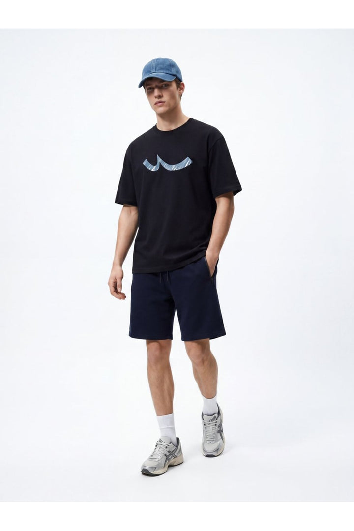 LTB Short en tricot bleu marine à fermeture éclair basique - Bleu marine