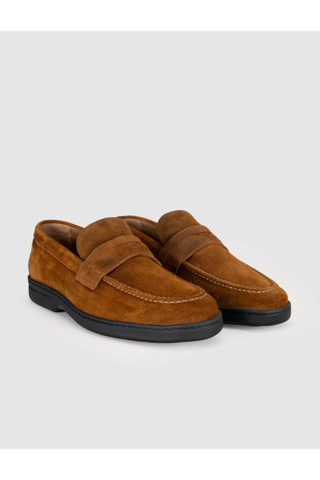 Cabani Shoes Mocassins pour hommes en cuir véritable suédé marron. - Multicolore