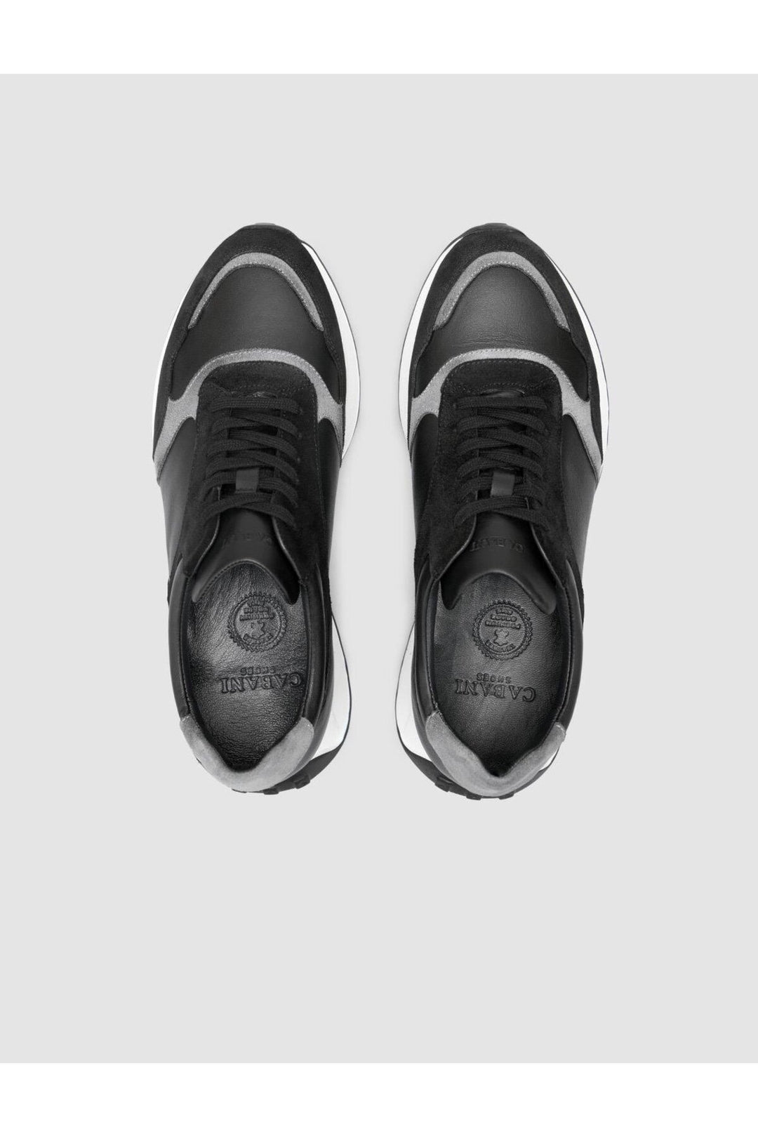 Cabani Shoes Chaussures de sport pour hommes en cuir véritable noir à lacets 100% - Noir