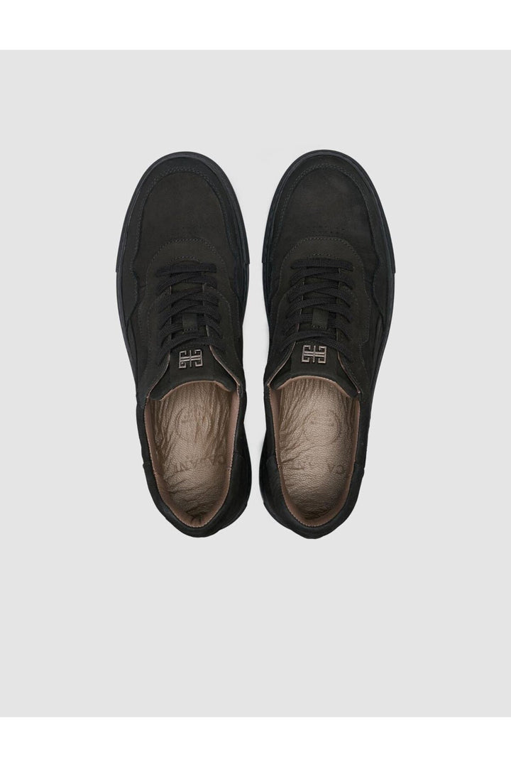 Cabani Shoes Chaussures de sport pour hommes en nubuck noir à lacets - Noir