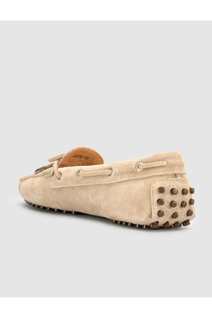 Cabani Shoes Chaussures pour femmes en cuir véritable beige à lacets mocassins - Multicolore