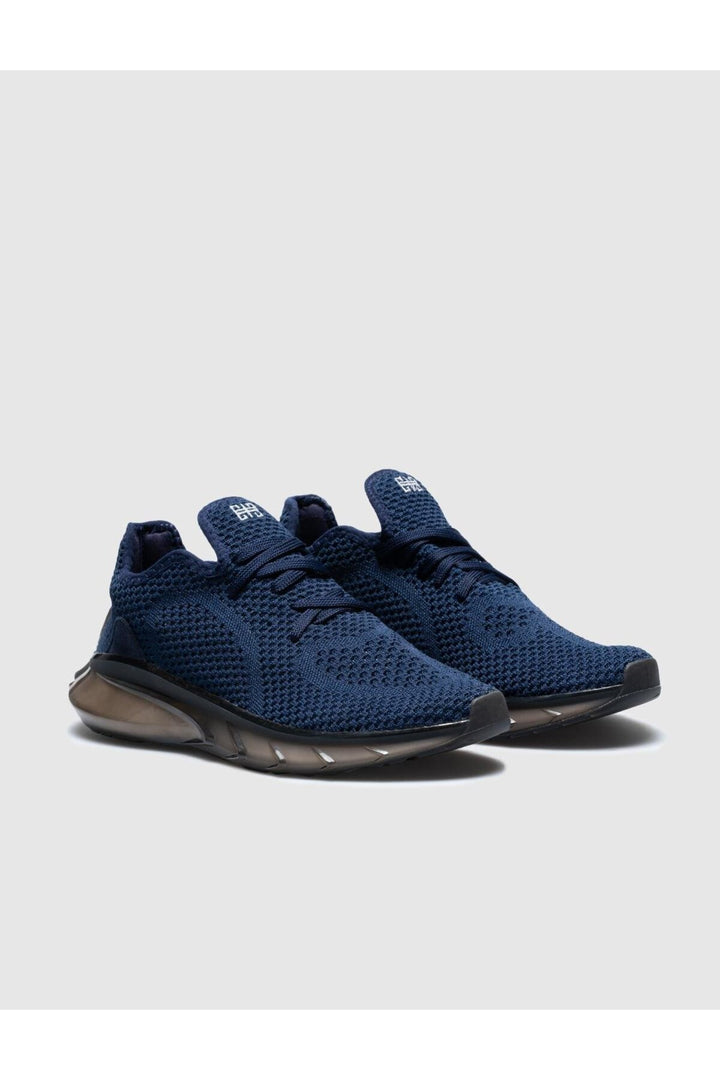 Cabani Shoes Chaussures de sport pour hommes en tricot bleu marine avec lacets. - Bleu marine